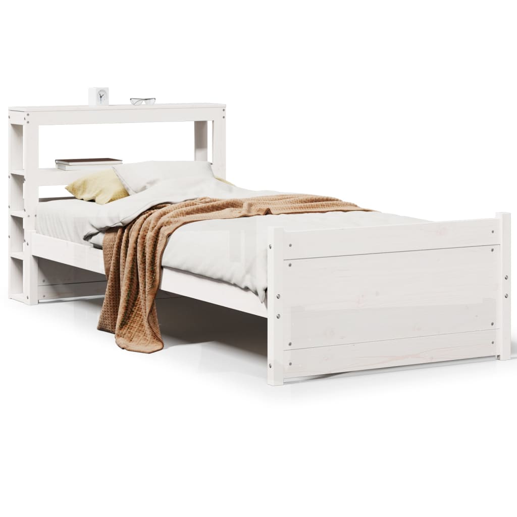 Bedframe met hoofdeinde zonder matras 90x190 cm wit – afbeelding 2