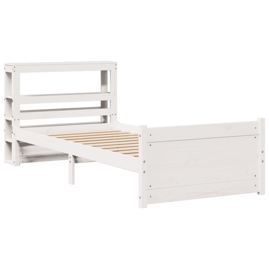Bedframe met hoofdeinde zonder matras 90x190 cm wit – afbeelding 3