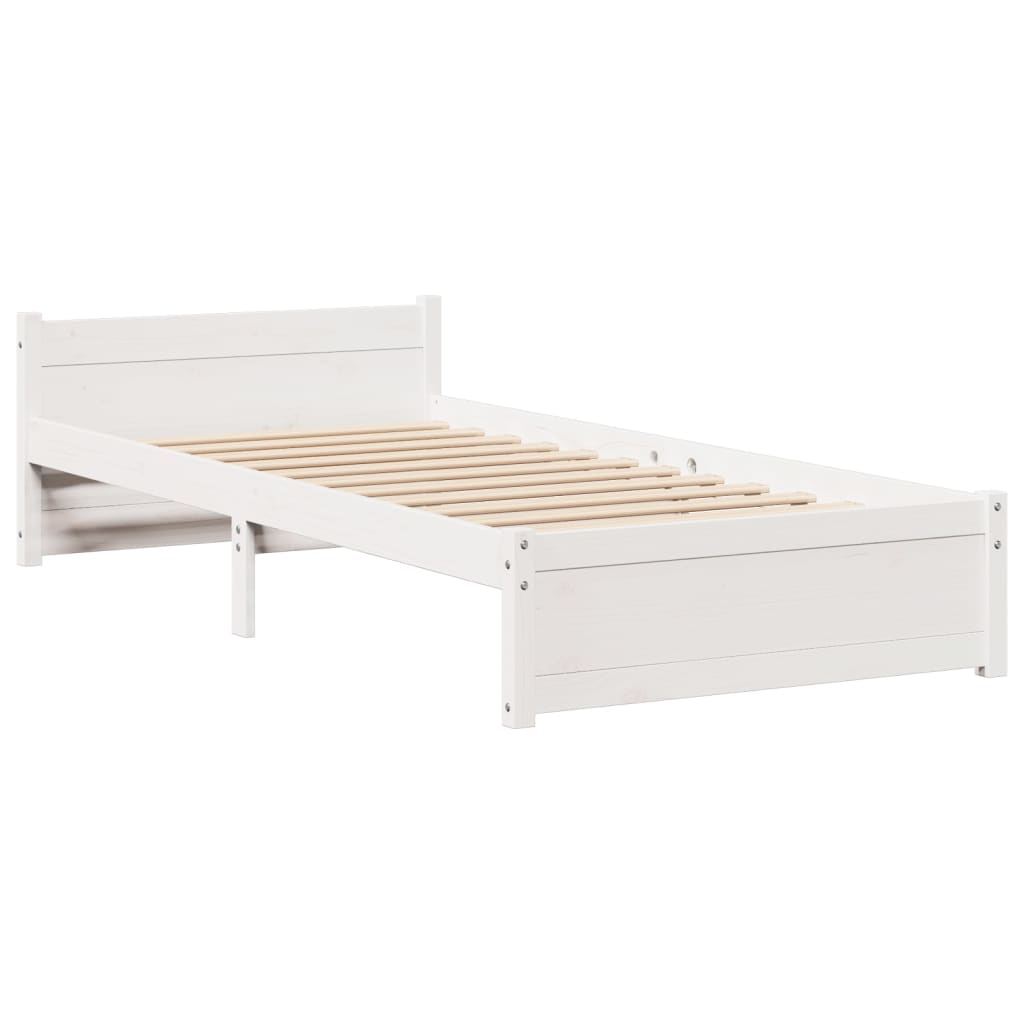 Bedframe met hoofdeinde zonder matras 90x190 cm wit – afbeelding 5