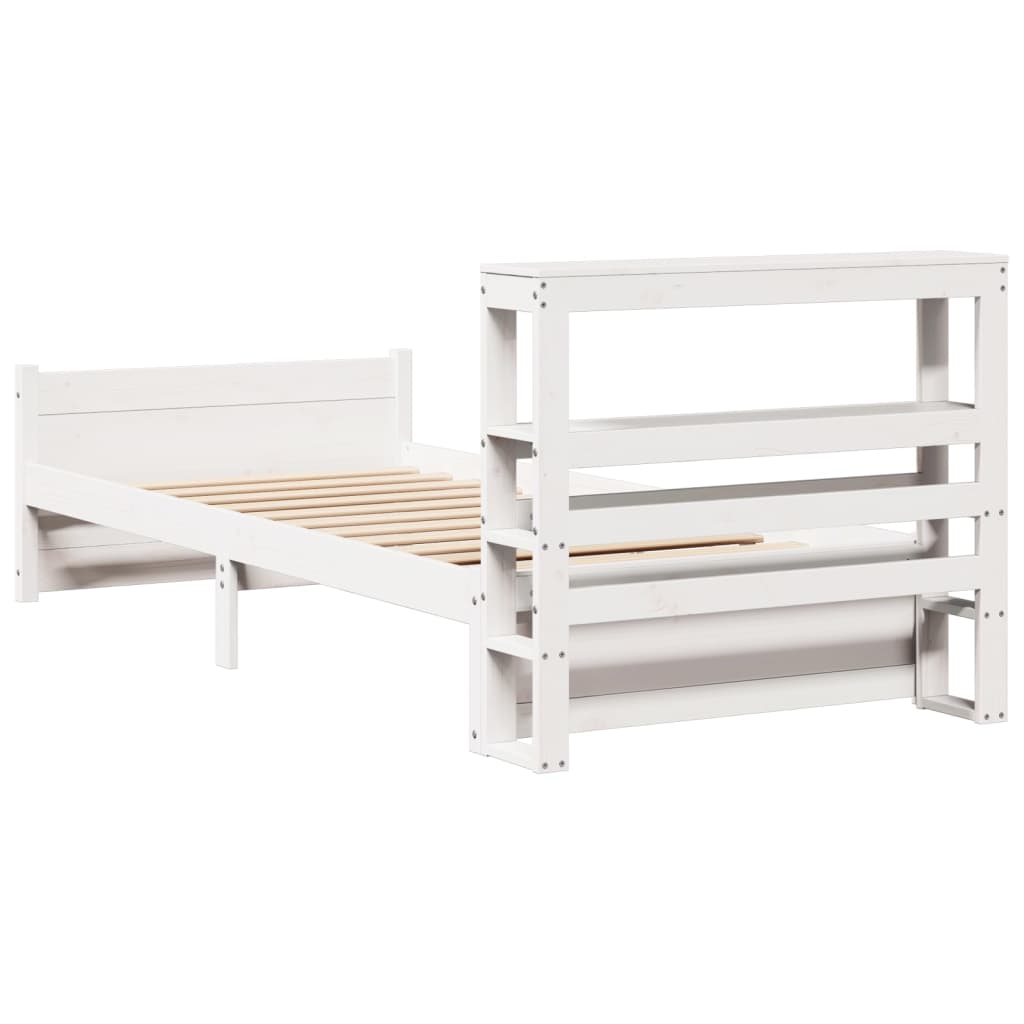 Bedframe met hoofdeinde zonder matras 90x190 cm wit – afbeelding 8