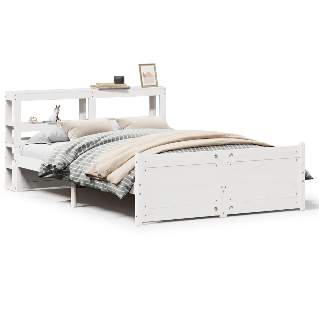 Bedframe met hoofdeinde zonder matras 140x190 cm wit – afbeelding 2