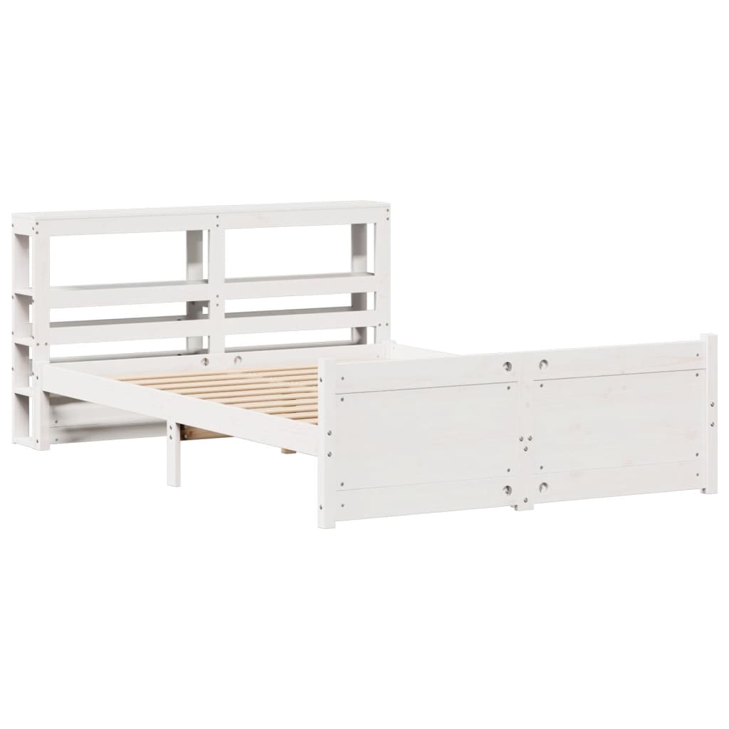 Bedframe met hoofdeinde zonder matras 140x190 cm wit – afbeelding 3