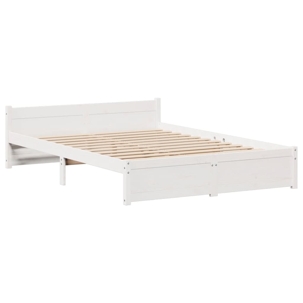 Bedframe met hoofdeinde zonder matras 140x190 cm wit – afbeelding 5
