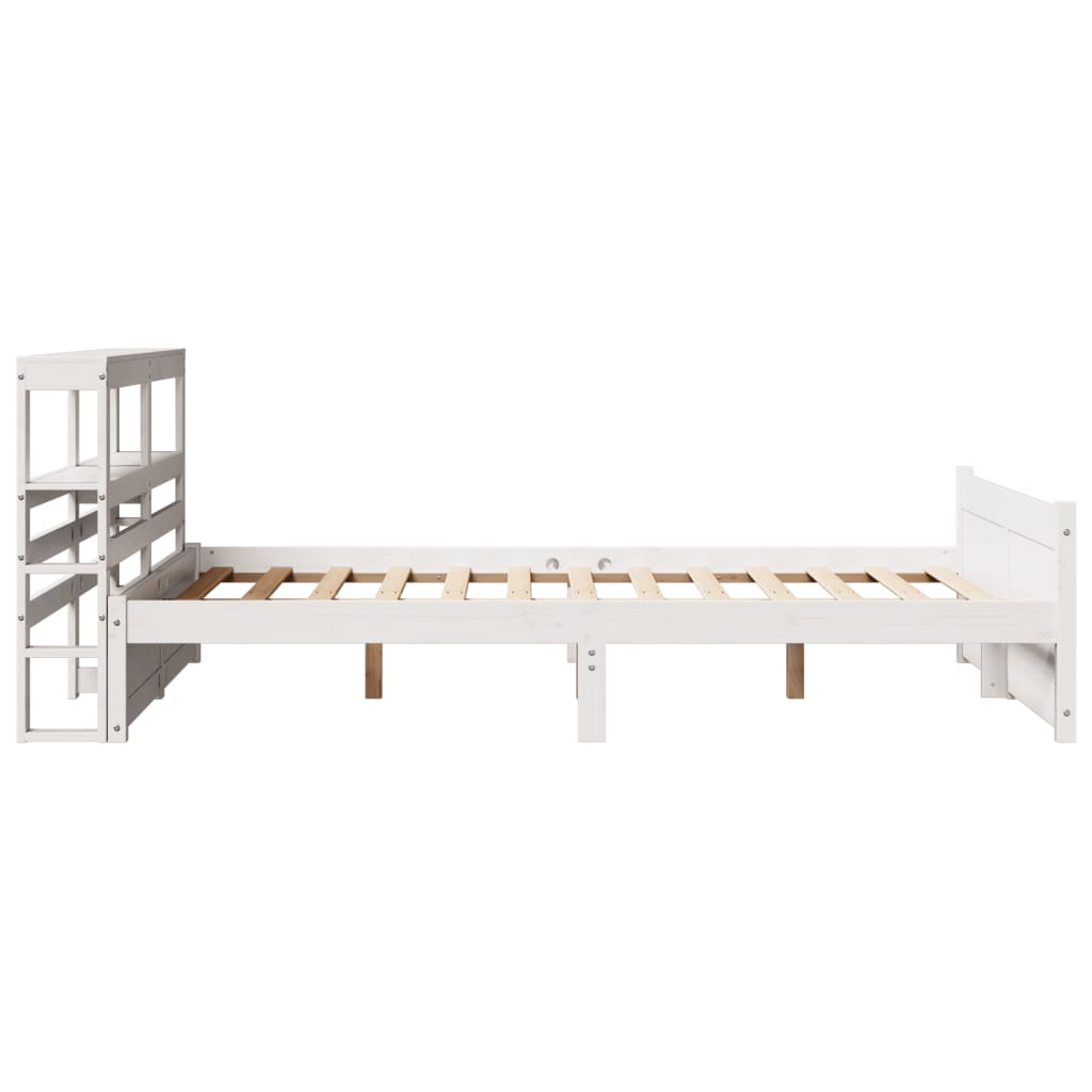 Bedframe met hoofdeinde zonder matras 140x190 cm wit – afbeelding 7