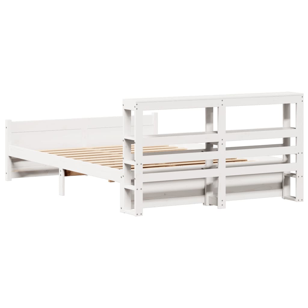 Bedframe met hoofdeinde zonder matras 140x190 cm wit – afbeelding 8