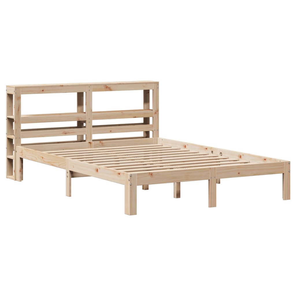Bedframe met hoofdbord massief grenenhout 140x190 cm – afbeelding 3