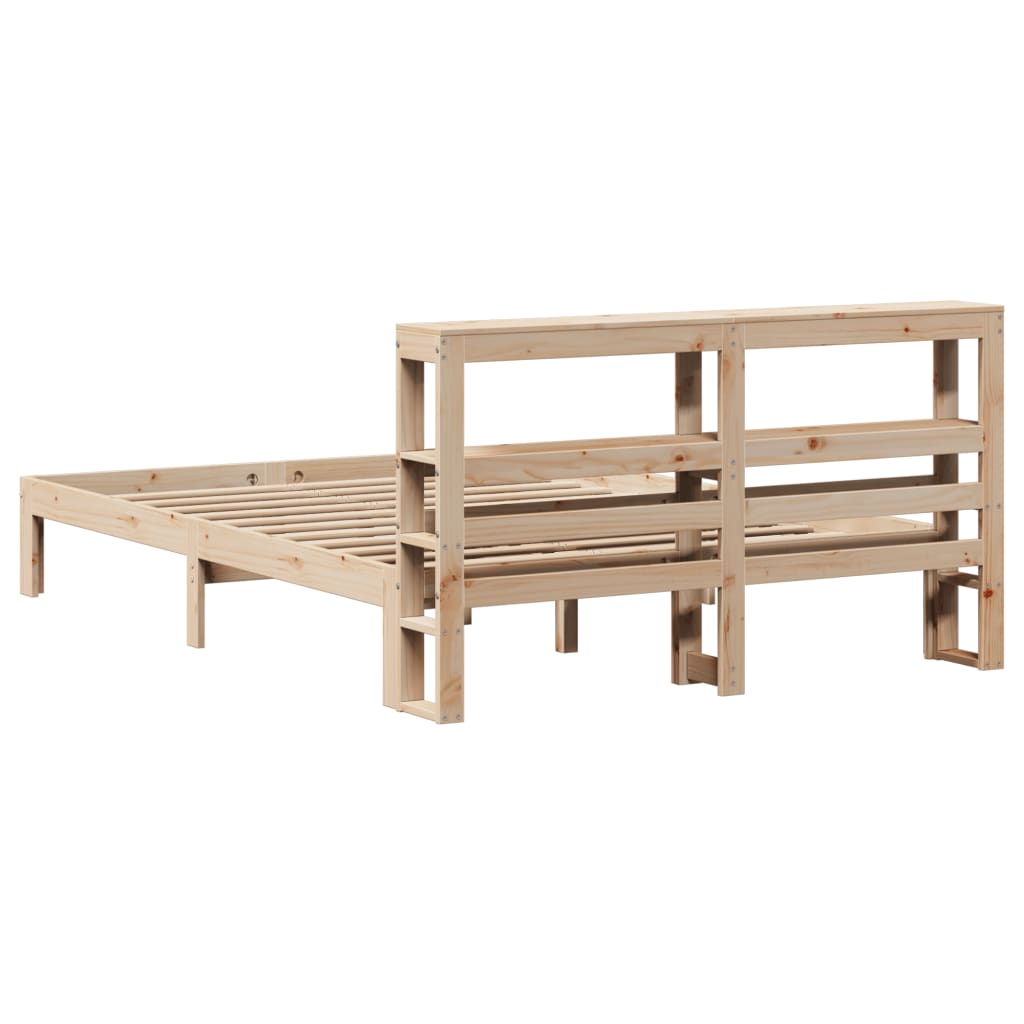 Bedframe met hoofdbord massief grenenhout 140x190 cm – afbeelding 6