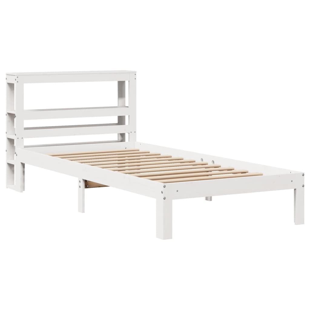 Bedframe met hoofdeinde zonder matras 90x200 cm wit – afbeelding 3