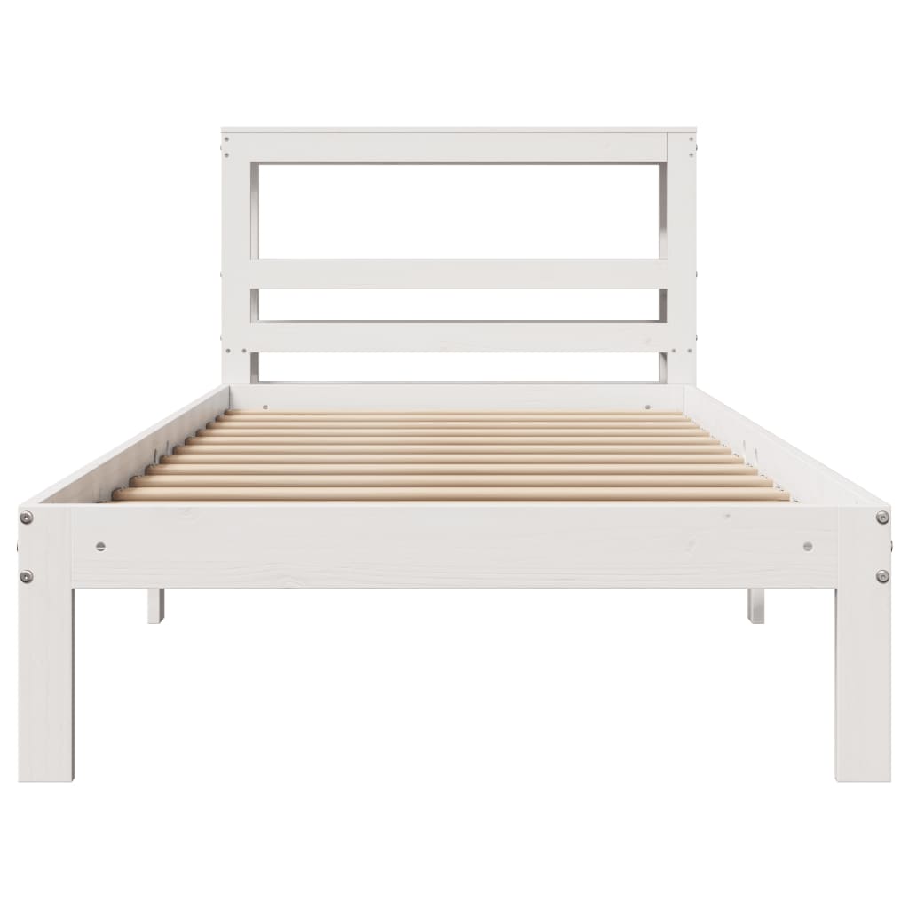Bedframe met hoofdeinde zonder matras 90x200 cm wit – afbeelding 4