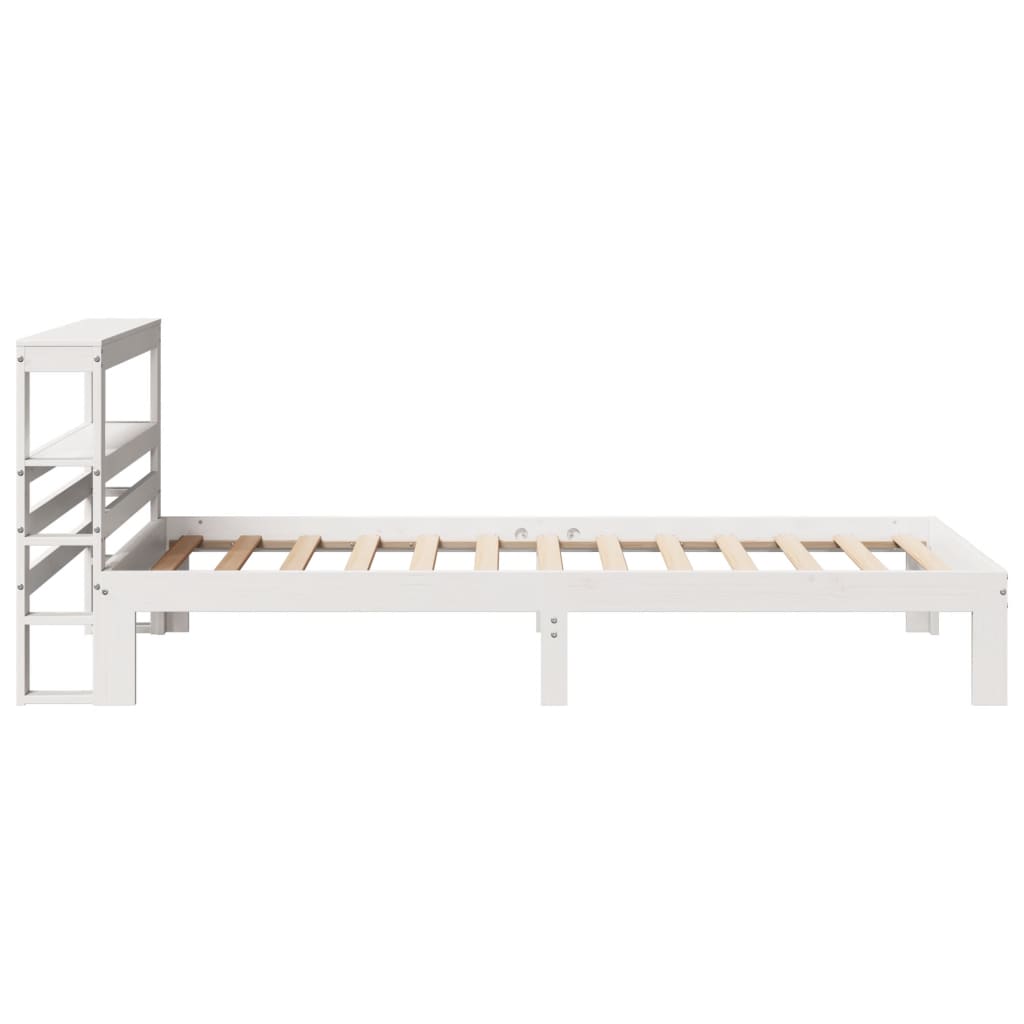 Bedframe met hoofdeinde zonder matras 90x200 cm wit – afbeelding 5