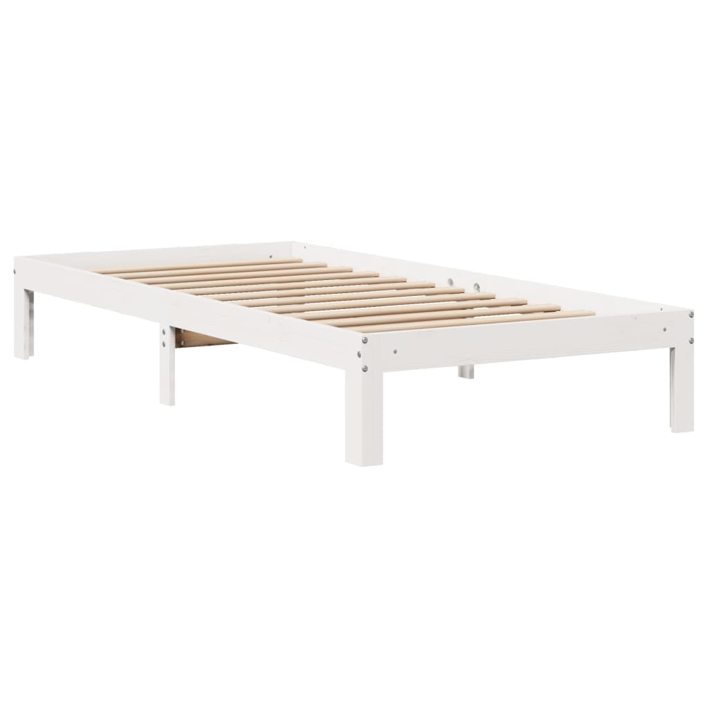 Bedframe met hoofdeinde zonder matras 90x200 cm wit – afbeelding 7