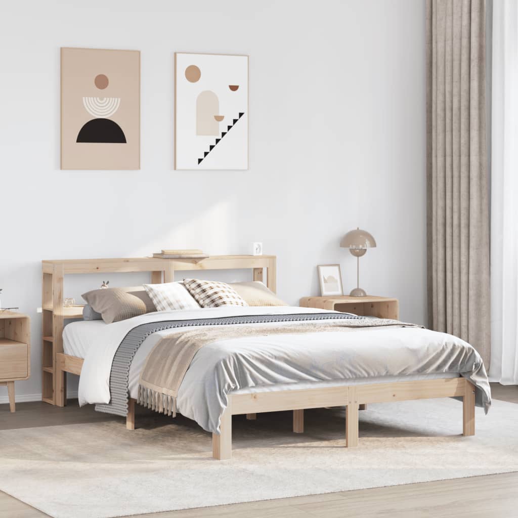 Bedframe met hoofdbord massief grenenhout 160x200 cm – afbeelding 1