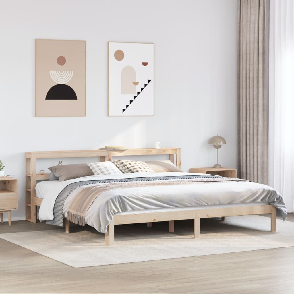 Bedframe met hoofdbord massief grenenhout 180x200 cm – afbeelding 1
