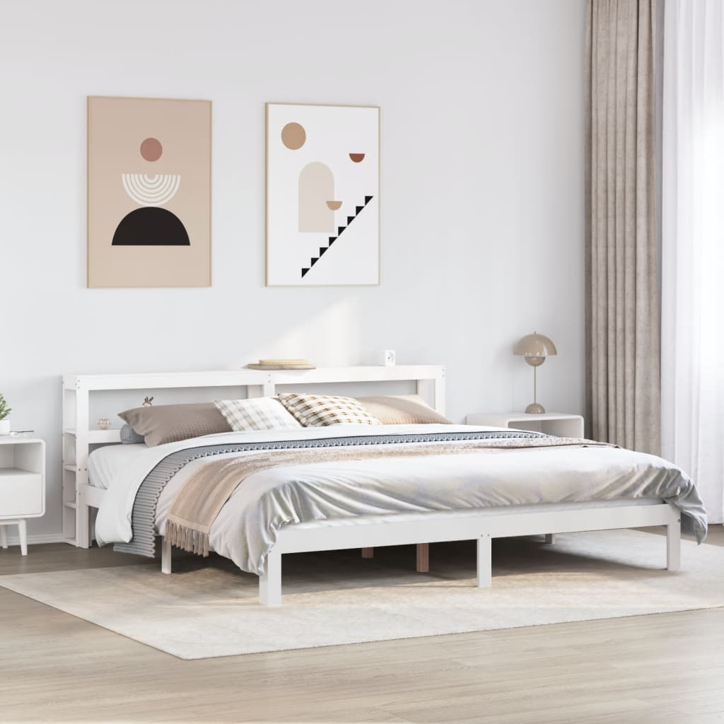 Bedframe met hoofdeinde zonder matras 180x200 cm wit – afbeelding 1