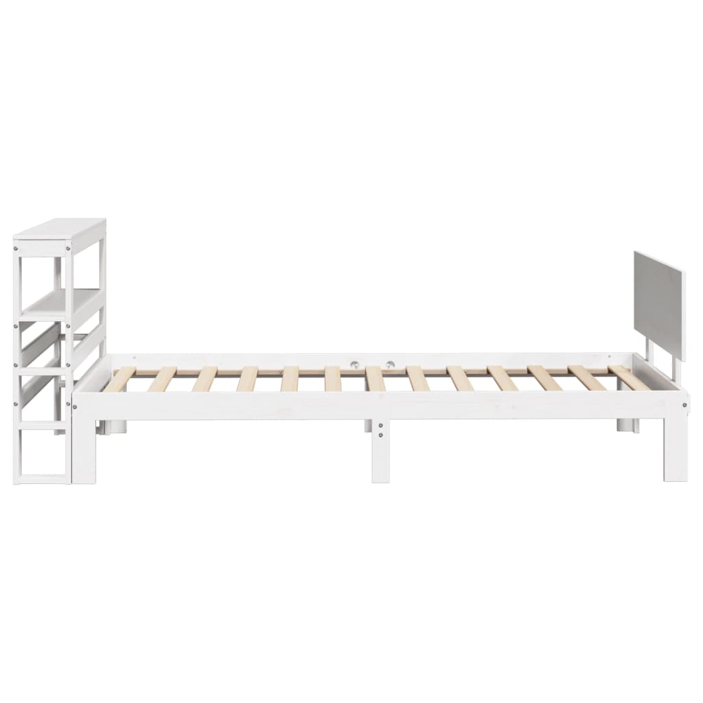 Bedframe met hoofdeinde zonder matras 90x200 cm wit – afbeelding 5