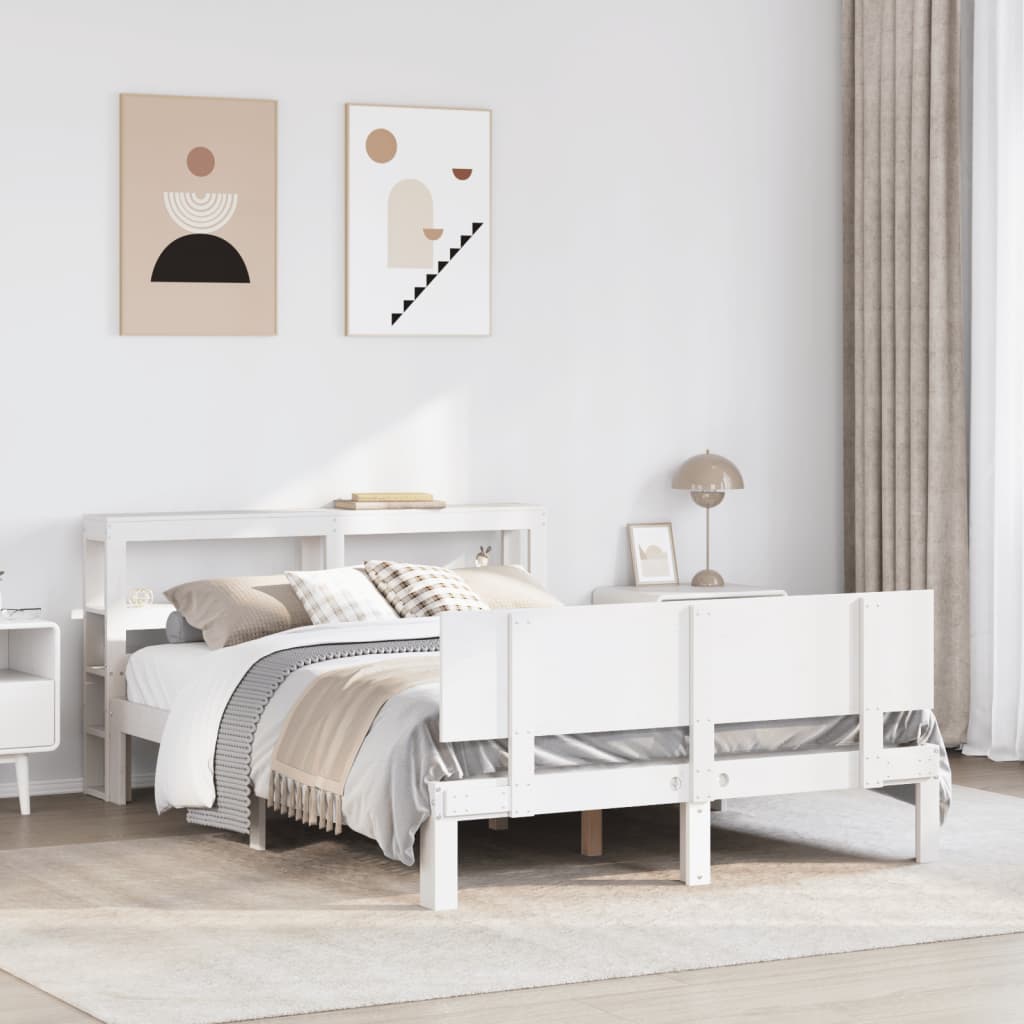 Bedframe met hoofdeinde zonder matras 120x200 cm wit – afbeelding 1