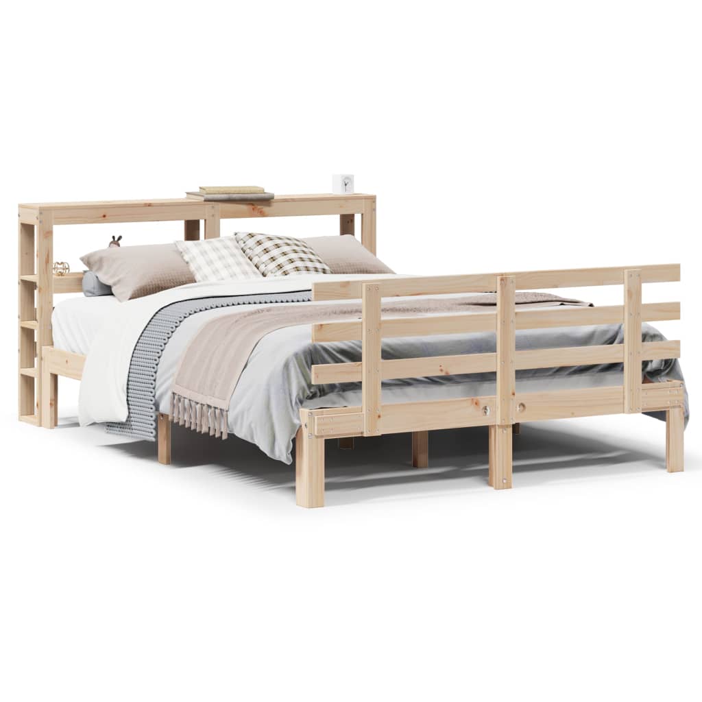 Bedframe met hoofdbord massief grenenhout 140x190 cm – afbeelding 2