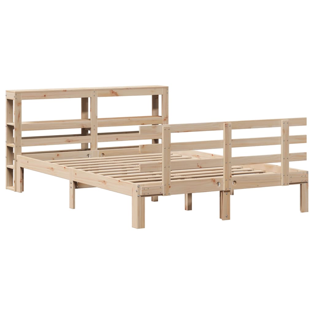 Bedframe met hoofdbord massief grenenhout 140x190 cm – afbeelding 3