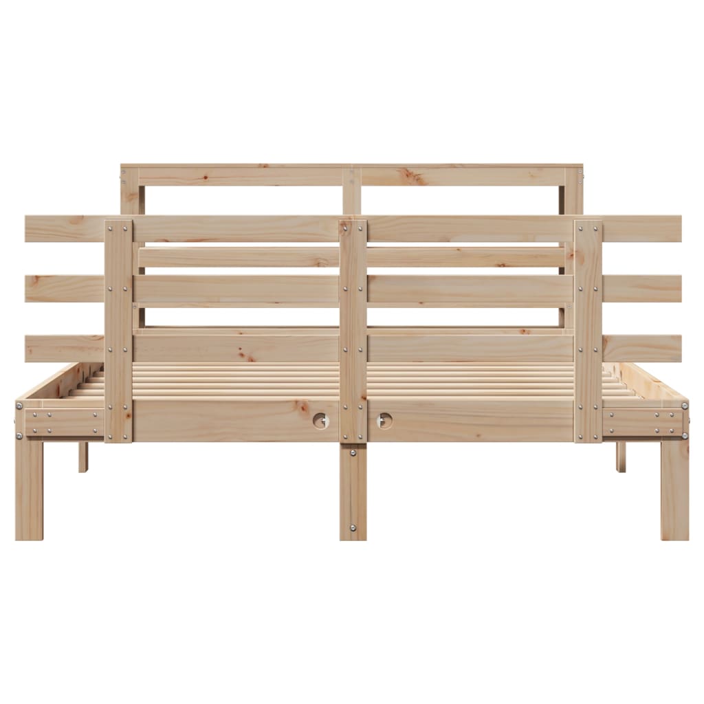 Bedframe met hoofdbord massief grenenhout 140x190 cm – afbeelding 4