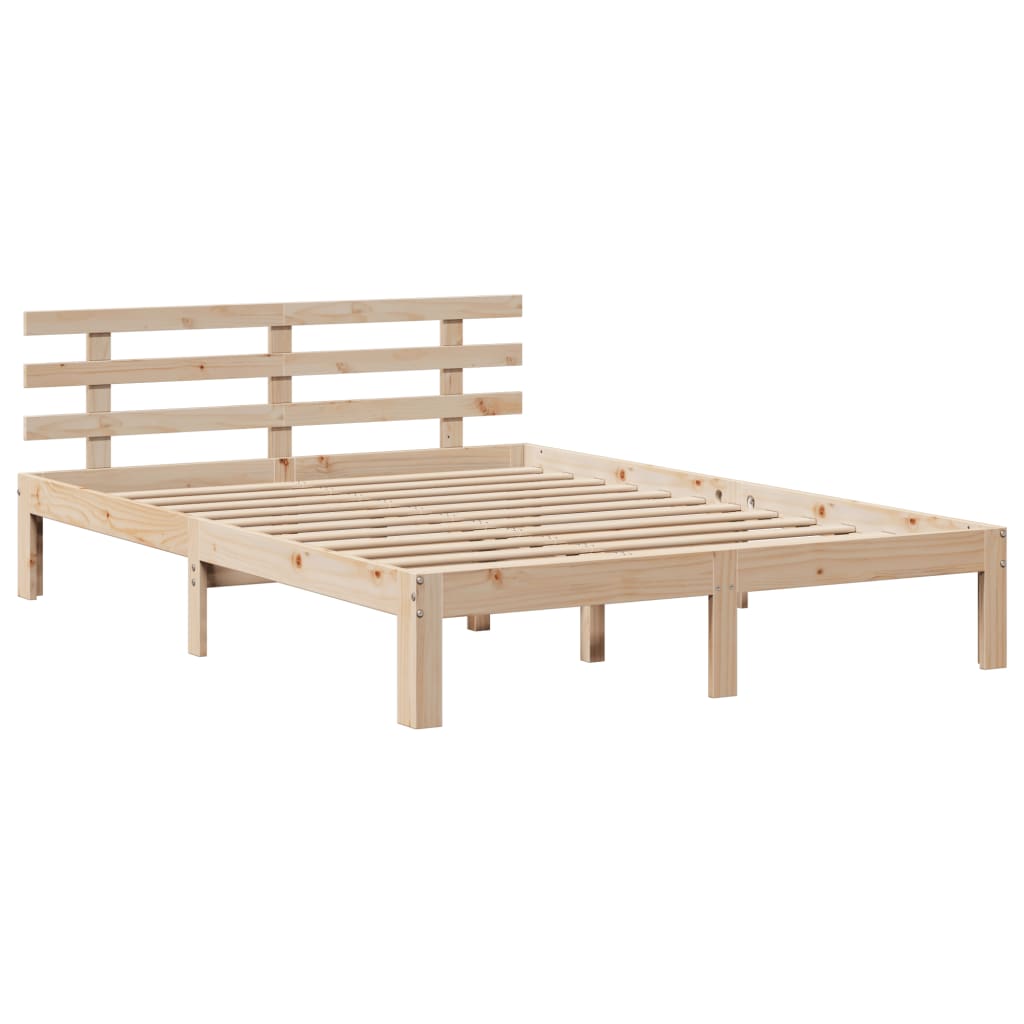Bedframe met hoofdbord massief grenenhout 140x190 cm – afbeelding 5
