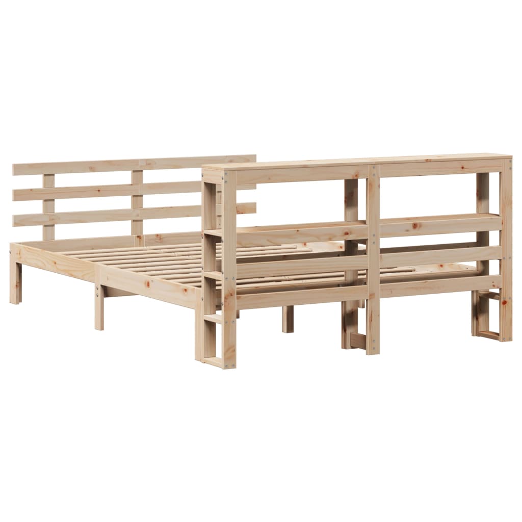 Bedframe met hoofdbord massief grenenhout 140x190 cm – afbeelding 8