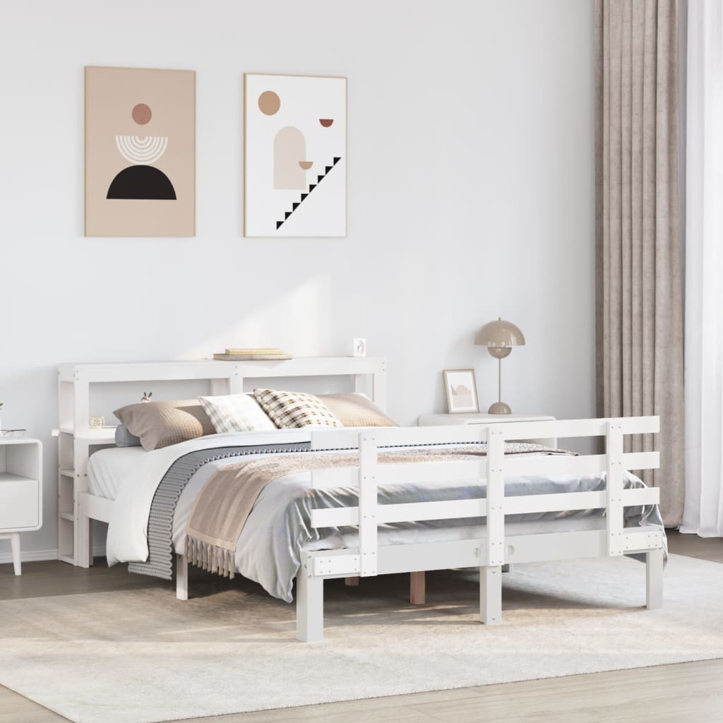 Bedframe met hoofdeinde zonder matras 120x200 cm wit – afbeelding 1