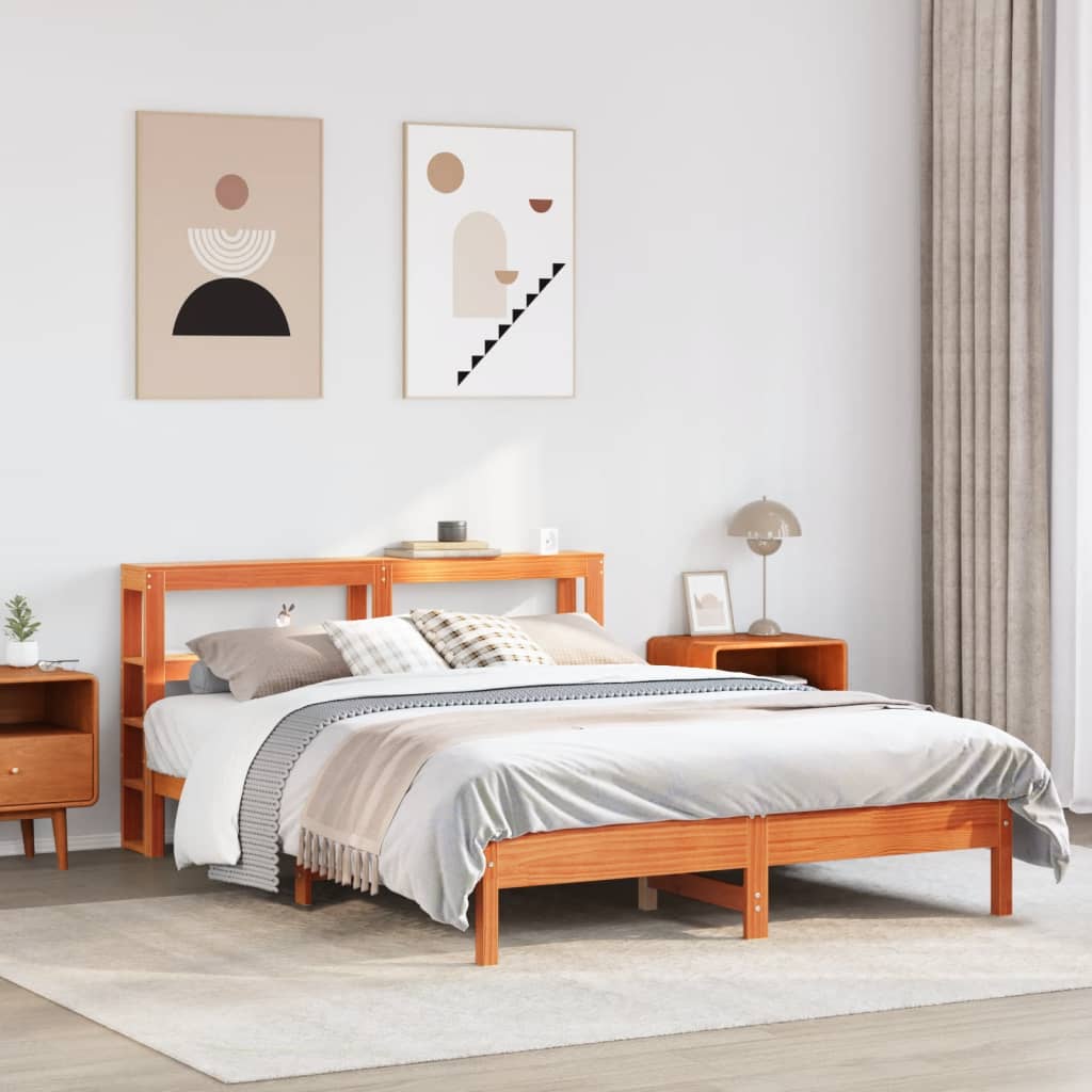Bedframe zonder matras massief grenenhout wasbruin 160x200 cm – afbeelding 1