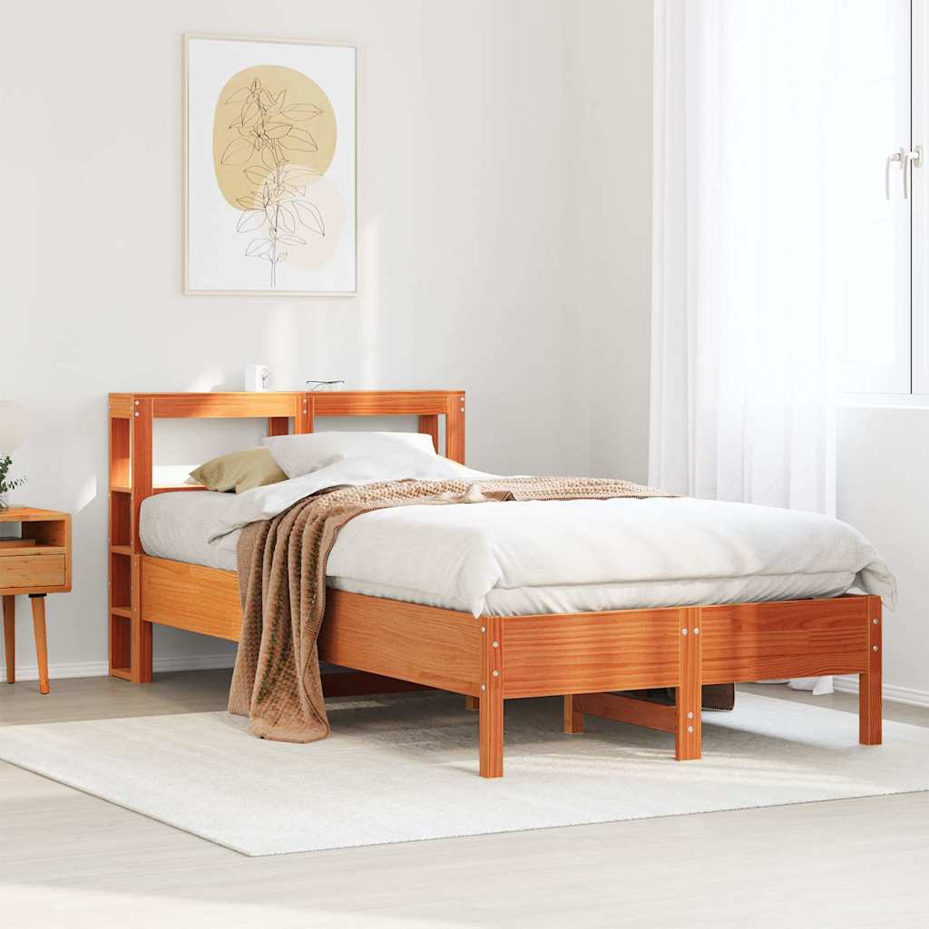 Bedframe zonder matras massief grenenhout wasbruin 120x200 cm – afbeelding 1