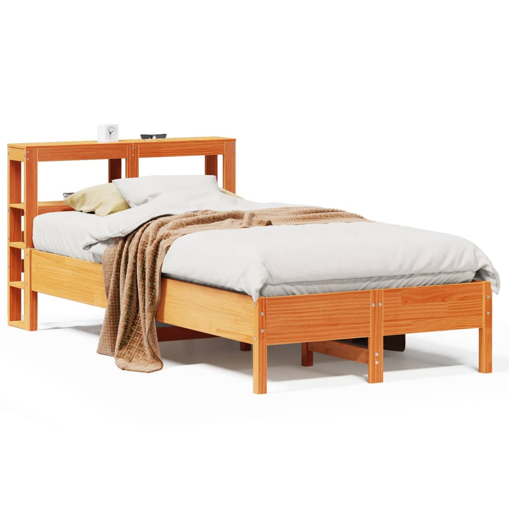 Bedframe zonder matras massief grenenhout wasbruin 100x200 cm – afbeelding 2