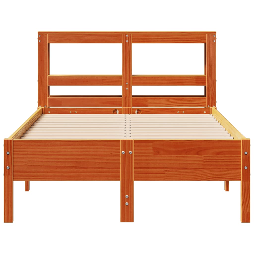 Bedframe zonder matras massief grenenhout wasbruin 100x200 cm – afbeelding 4