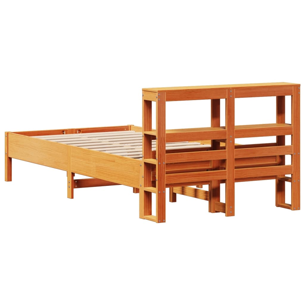 Bedframe zonder matras massief grenenhout wasbruin 100x200 cm – afbeelding 6