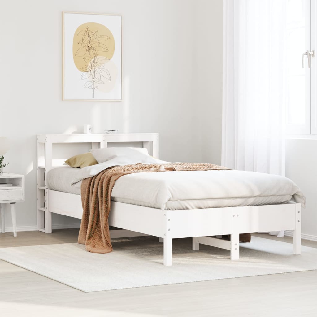 Bedframe zonder matras massief grenenhout wit 90x200 cm – afbeelding 1
