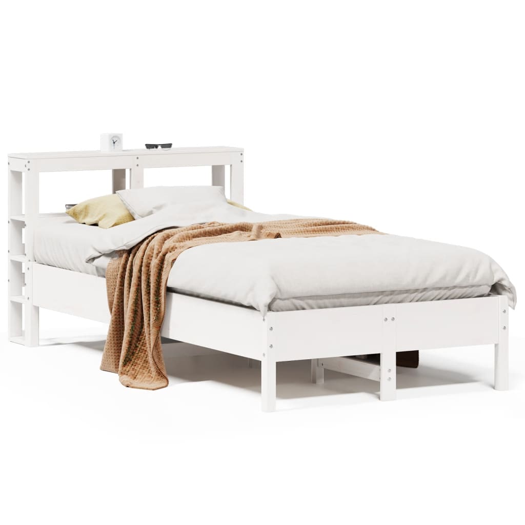 Bedframe zonder matras massief grenenhout wit 90x200 cm – afbeelding 2