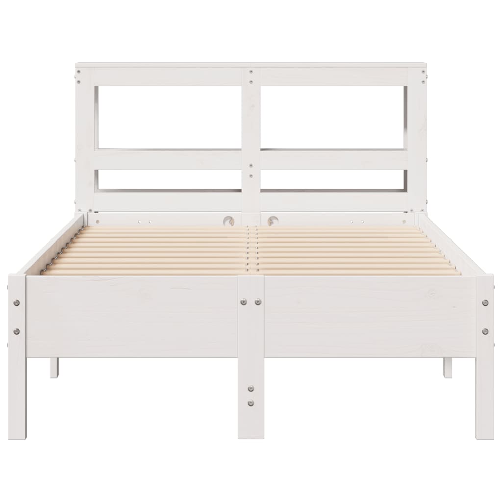 Bedframe zonder matras massief grenenhout wit 90x200 cm – afbeelding 4