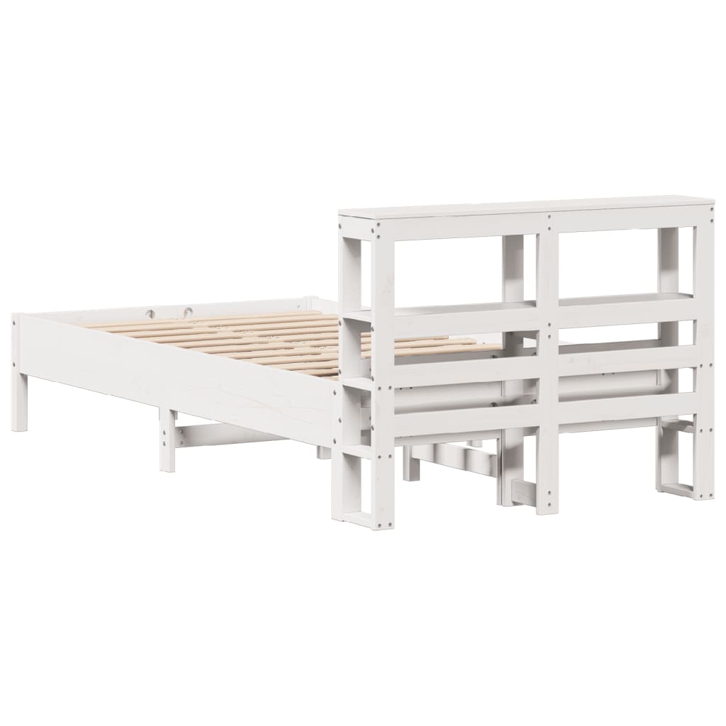 Bedframe zonder matras massief grenenhout wit 90x200 cm – afbeelding 6