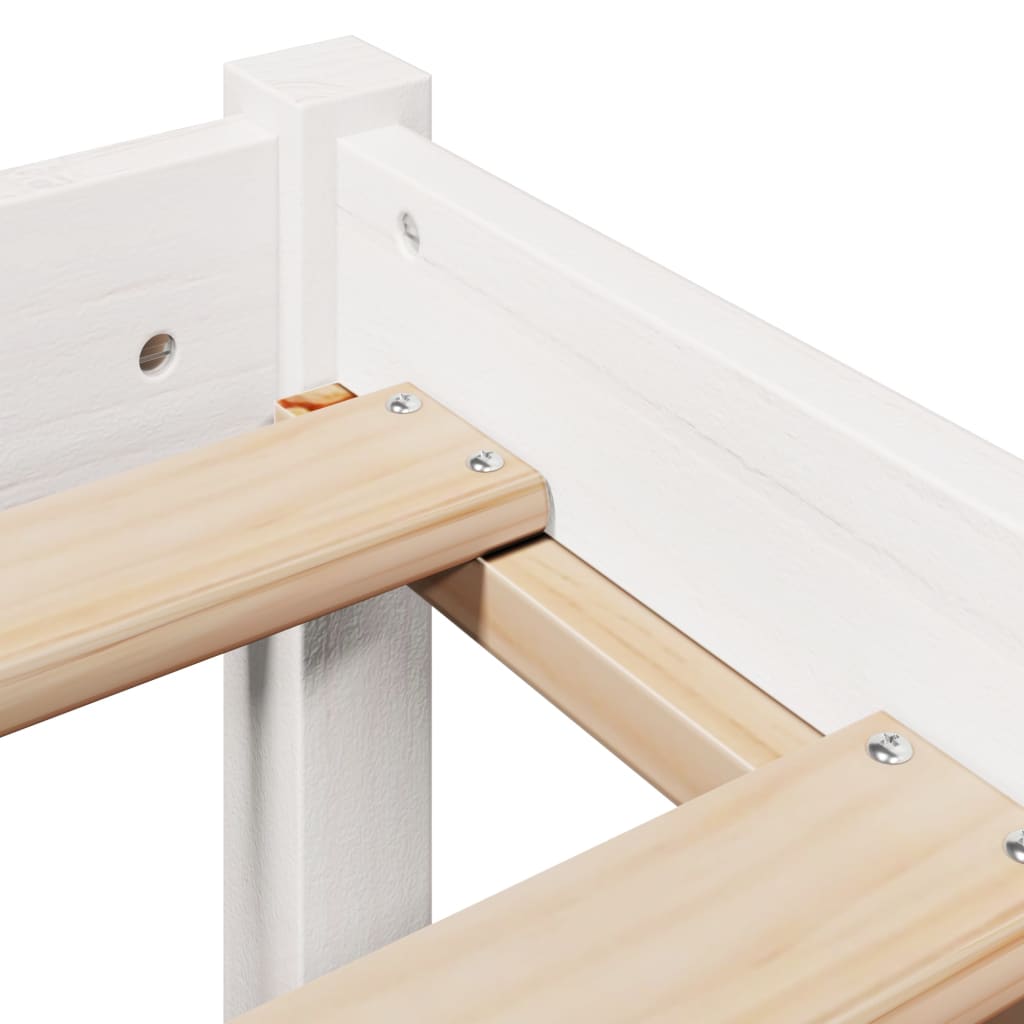Bedframe zonder matras massief grenenhout wit 90x200 cm – afbeelding 9