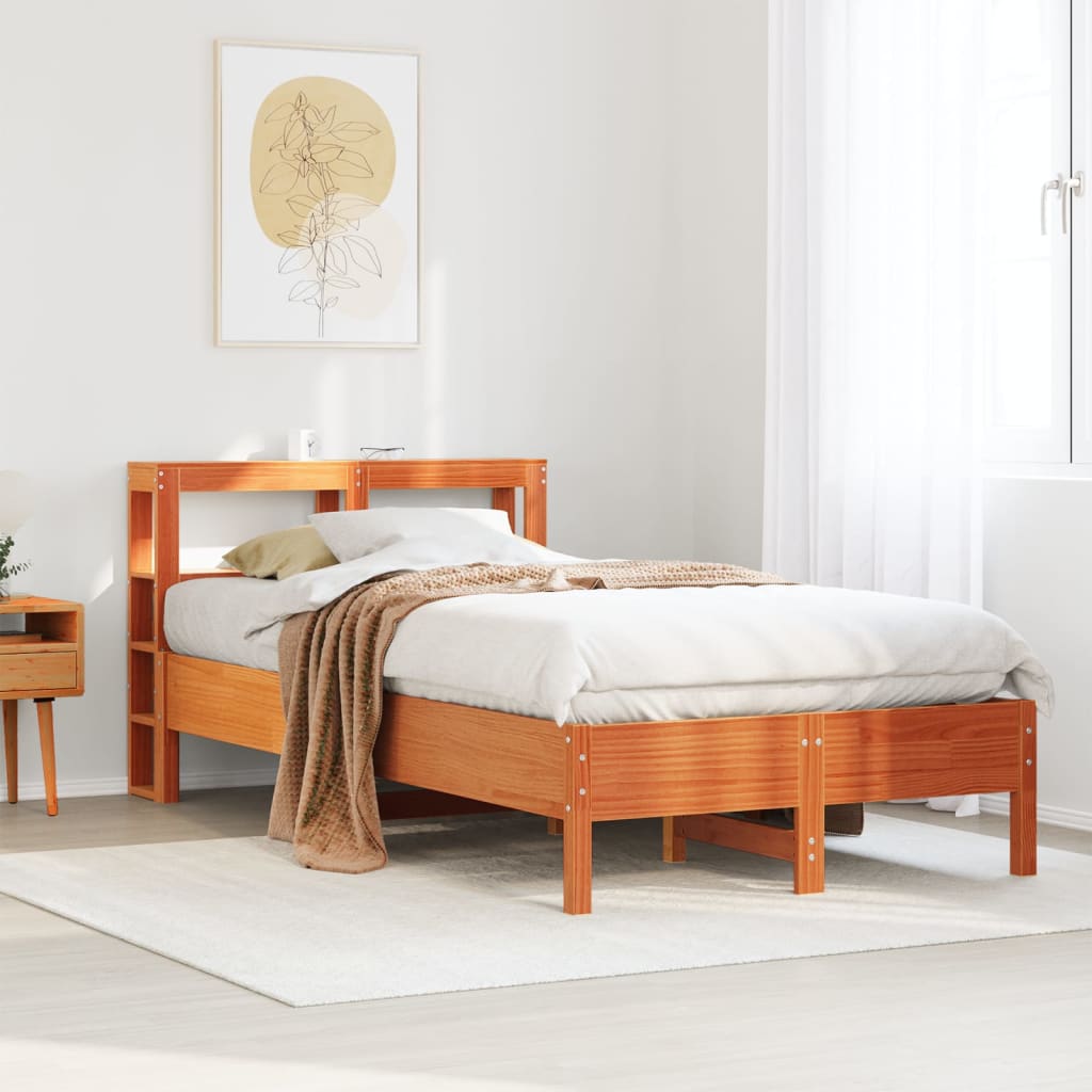 Bedframe zonder matras massief grenenhout wasbruin 120x190 cm – afbeelding 1