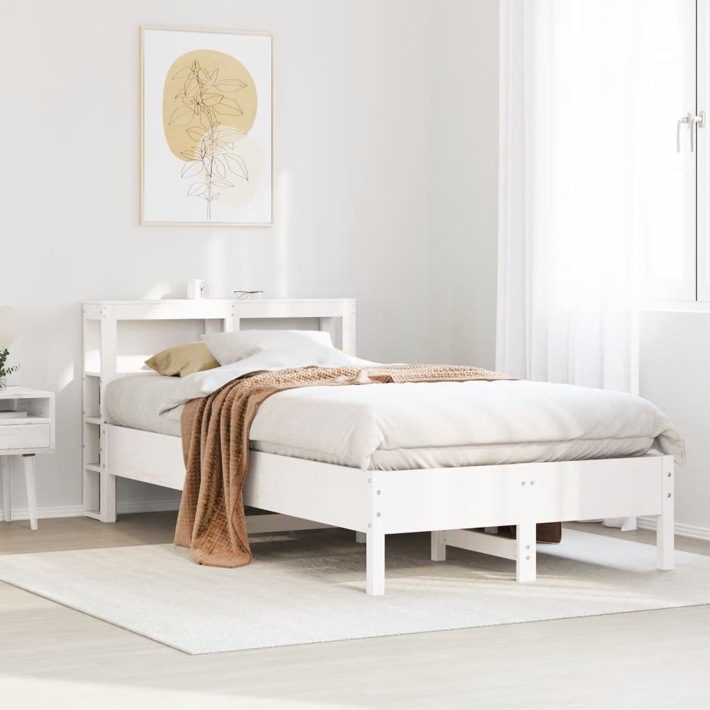Bedframe zonder matras massief grenenhout wit 90x190 cm – afbeelding 1