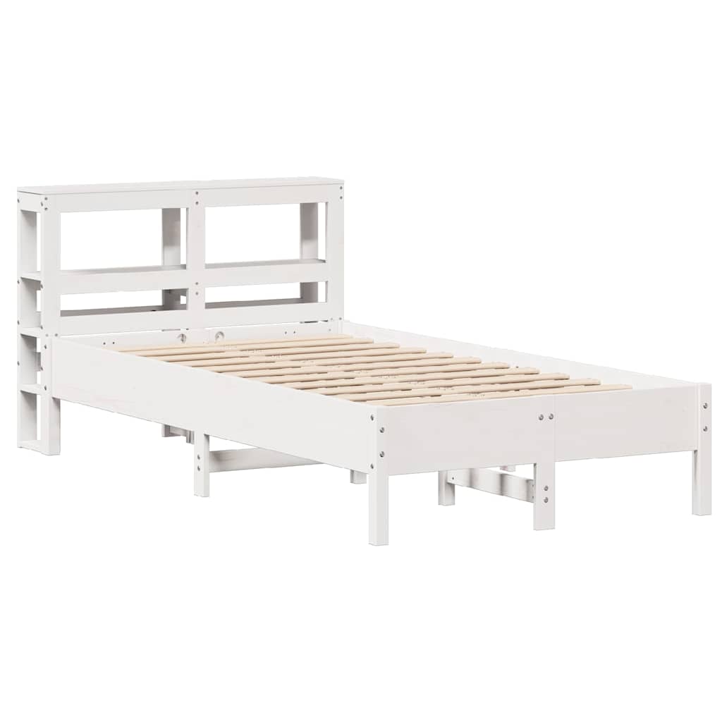 Bedframe zonder matras massief grenenhout wit 90x190 cm – afbeelding 3