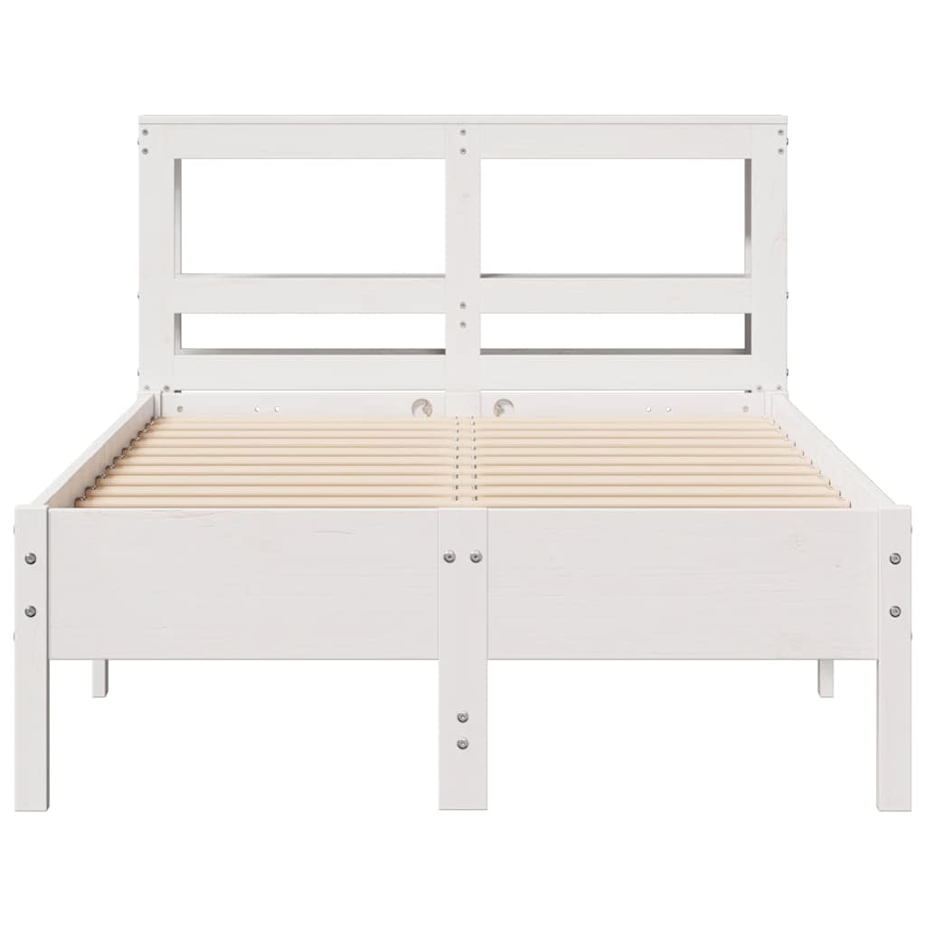 Bedframe zonder matras massief grenenhout wit 90x190 cm – afbeelding 4