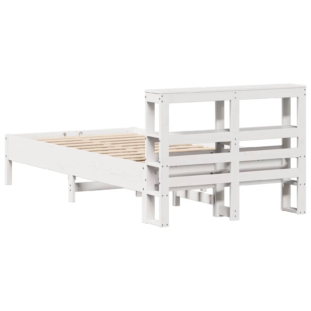 Bedframe zonder matras massief grenenhout wit 90x190 cm – afbeelding 6