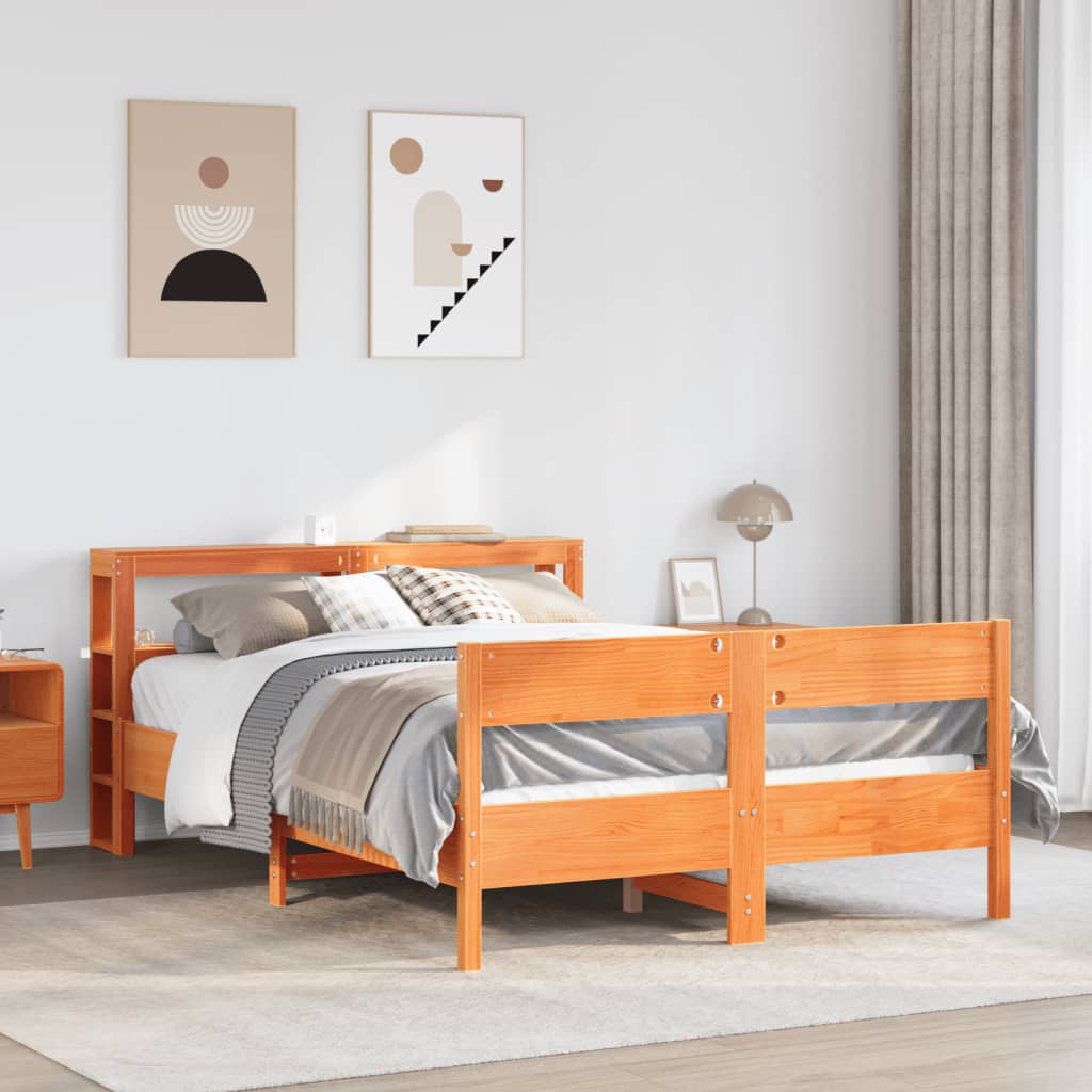 Bedframe zonder matras massief grenenhout wasbruin 160x200 cm – afbeelding 1