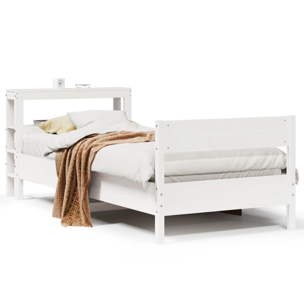 Bedframe zonder matras massief grenenhout wit 90x200 cm – afbeelding 2