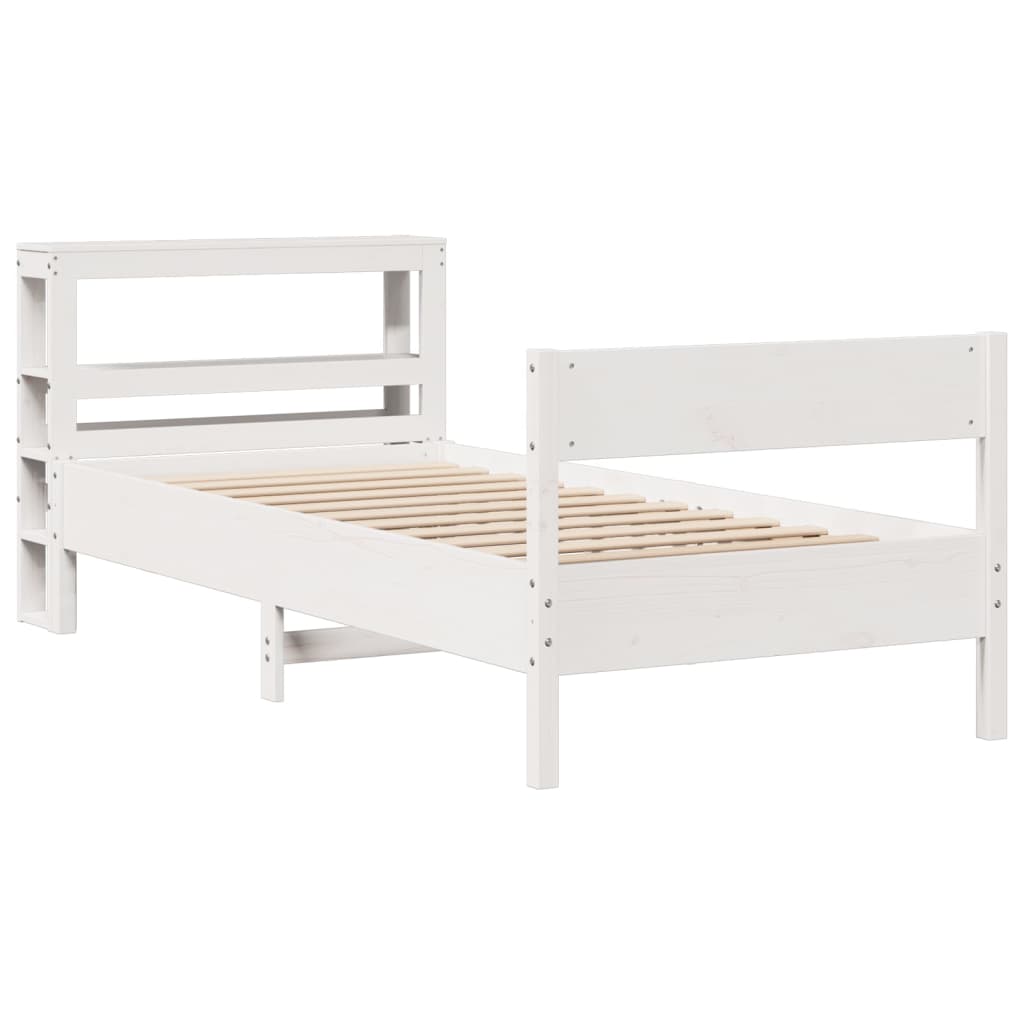 Bedframe zonder matras massief grenenhout wit 90x200 cm – afbeelding 3