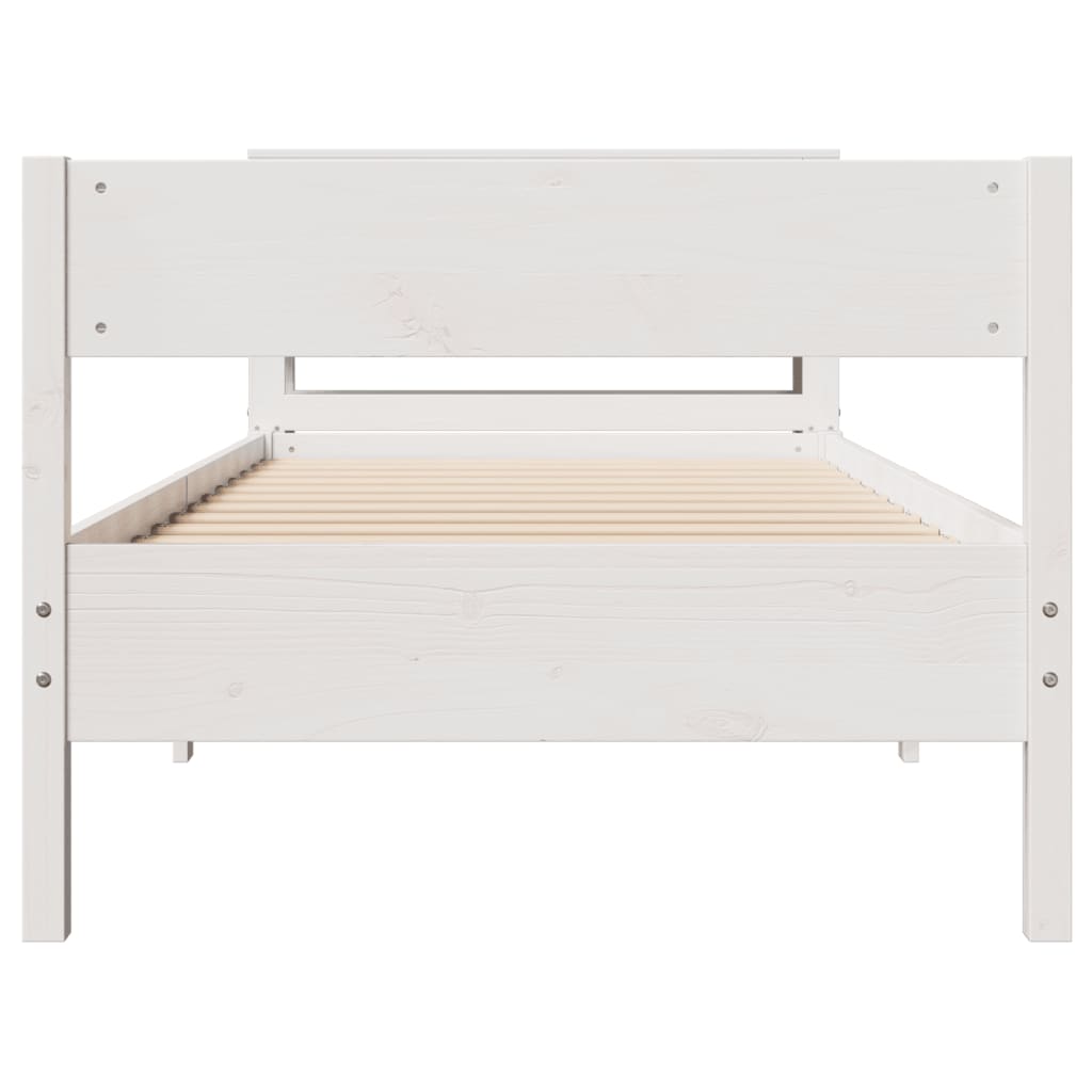 Bedframe zonder matras massief grenenhout wit 90x200 cm – afbeelding 4