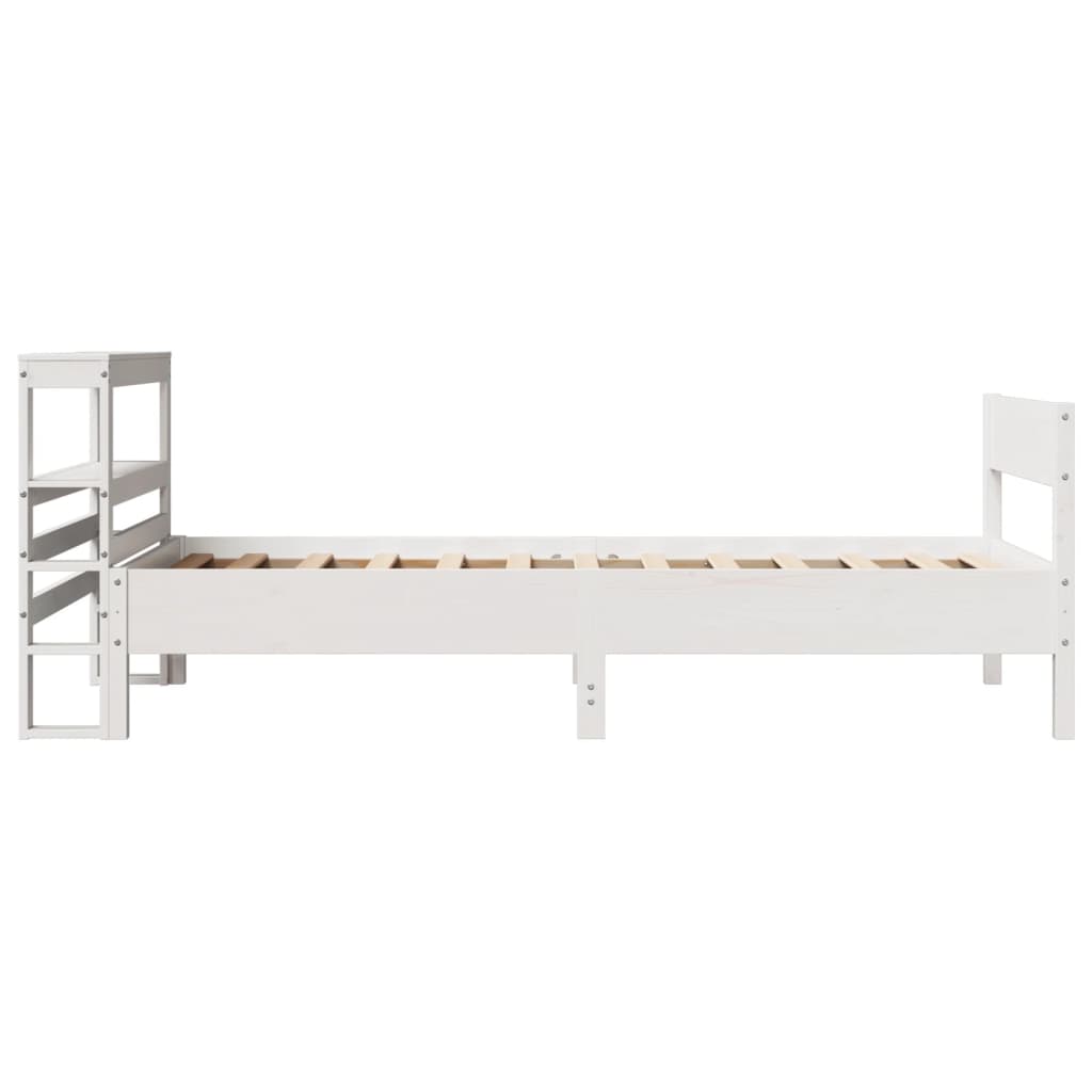 Bedframe zonder matras massief grenenhout wit 90x200 cm – afbeelding 5
