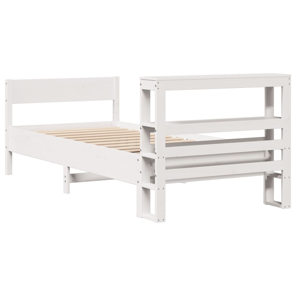 Bedframe zonder matras massief grenenhout wit 90x200 cm – afbeelding 6