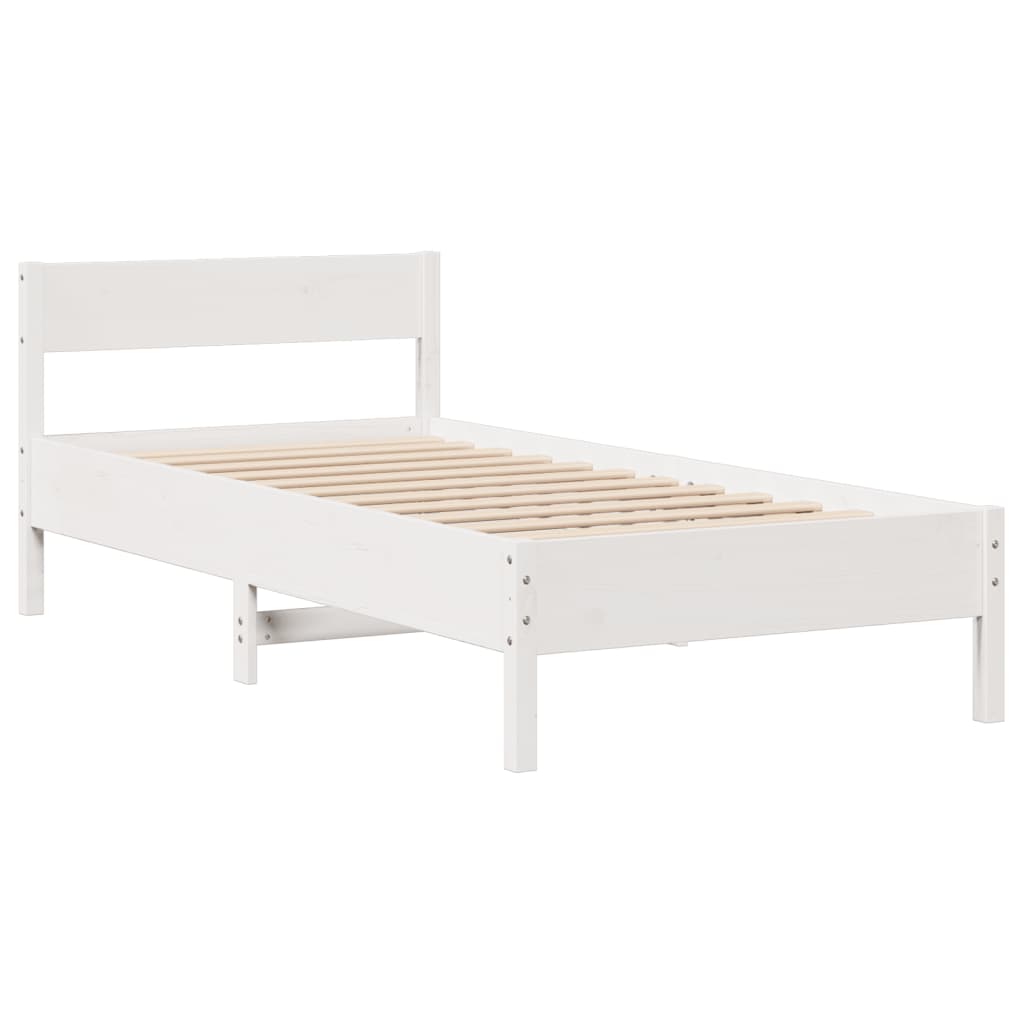 Bedframe zonder matras massief grenenhout wit 90x200 cm – afbeelding 7