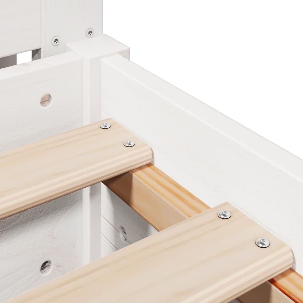 Bedframe zonder matras massief grenenhout wit 90x200 cm – afbeelding 9