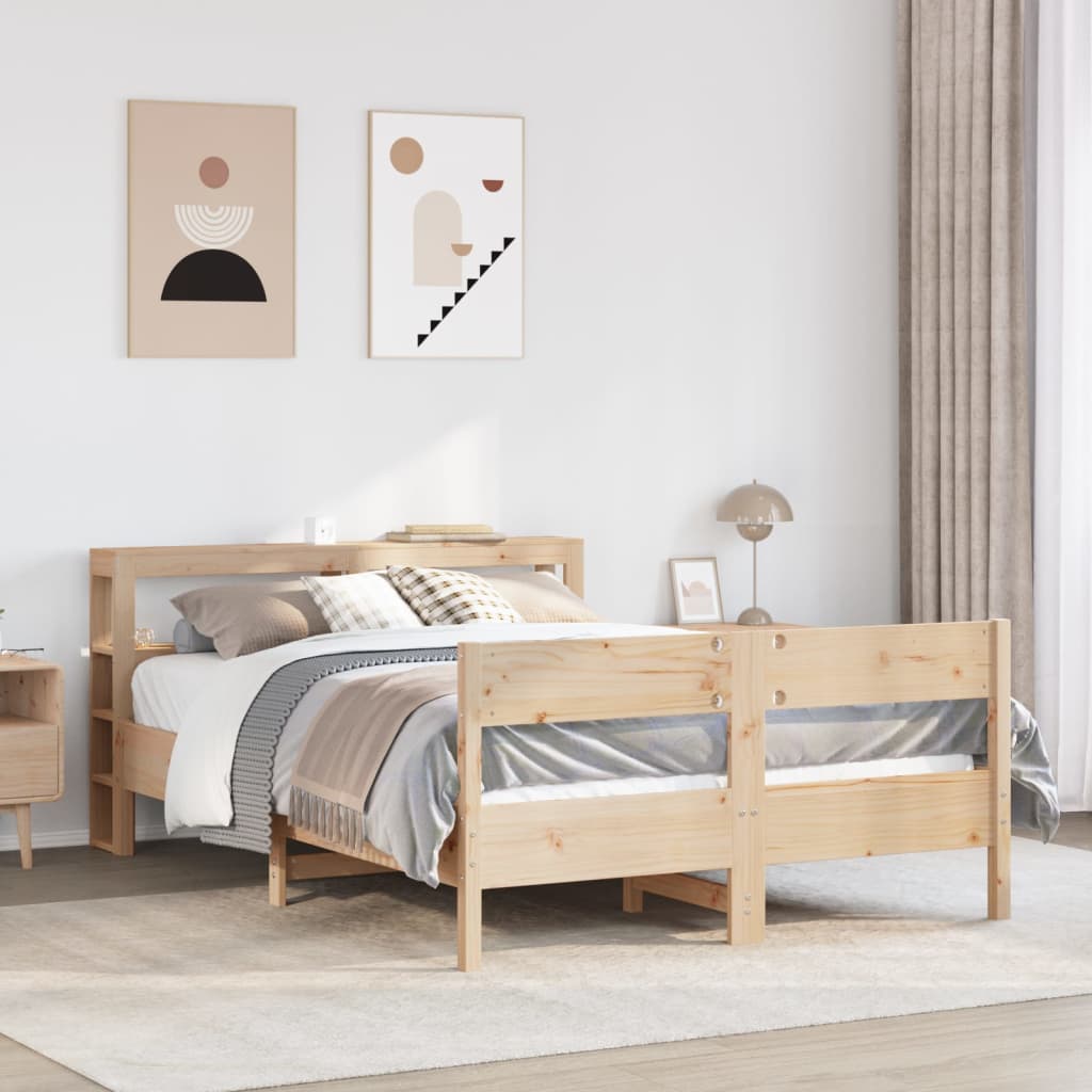 Bedframe zonder matras massief grenenhout 140x190 cm – afbeelding 1